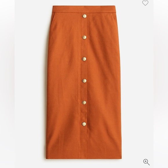 J. Crew Button Front Pencil Skirt No. 3 in stretch linen blend BG550 SZ 14 - Picture 3 of 7